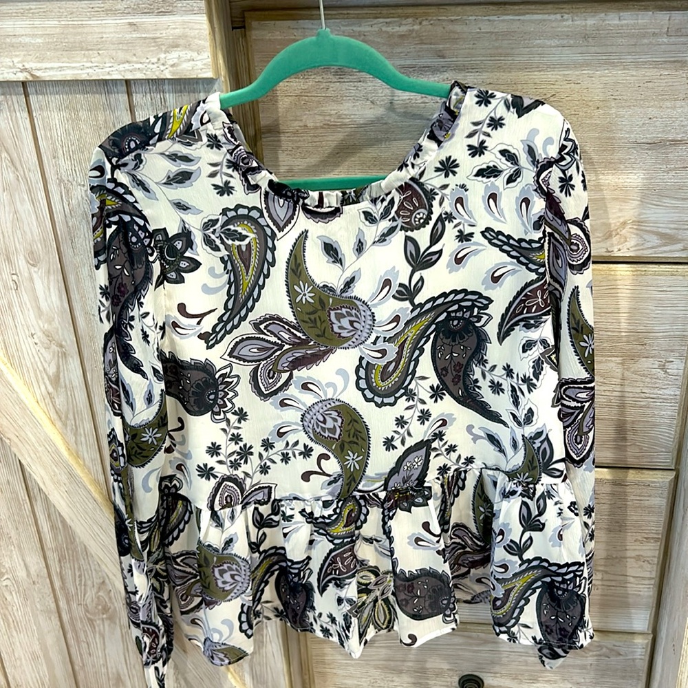 Loft paisley blouse with ruffle accents